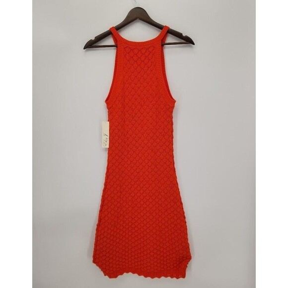 New Eliza J Womens Ora Crochet Knit Midi Dress Sleeveless Orange Size Small - Picture 2 of 5
